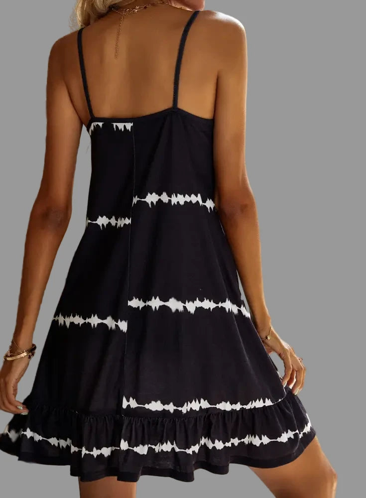 Casual Vacation Ty-Die Spaghetti Strap Dress - Dresses