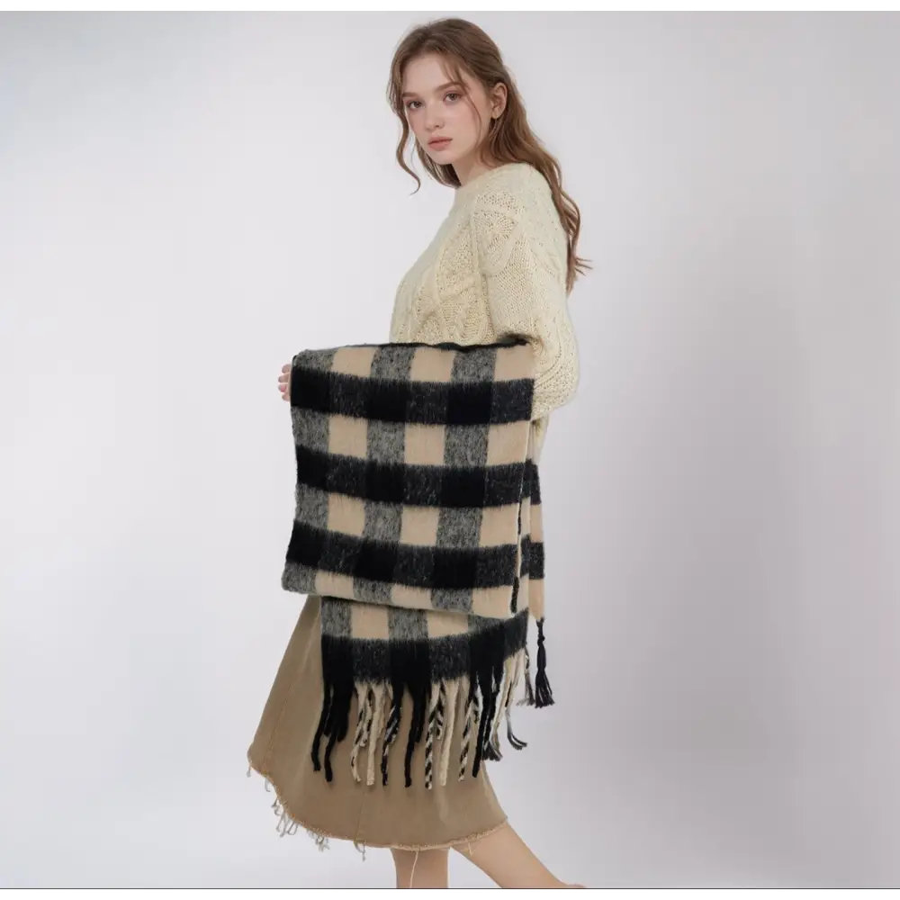 Checkerboard Plaid Scarf - Scarves