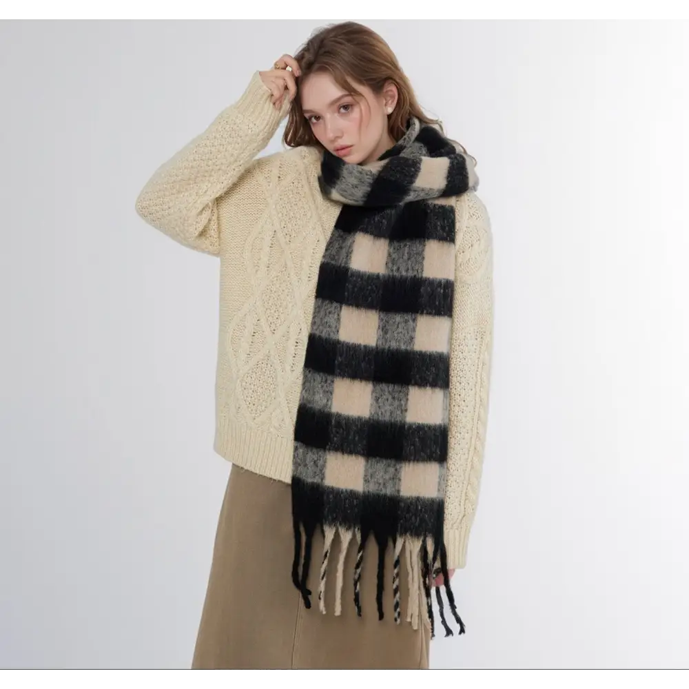 Checkerboard Plaid Scarf - Scarves