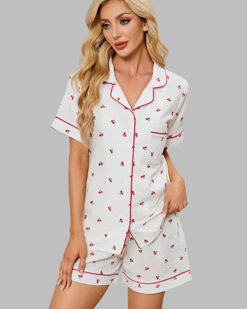 Cherry Pajamas Set - Loungewear Sleepwear