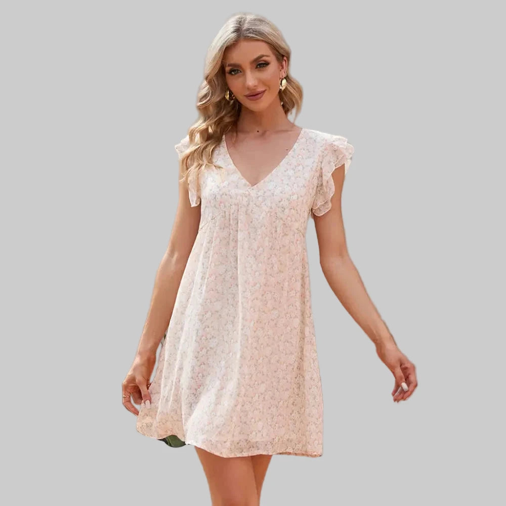 Chiffon Floral Dress - S / Pink - Dresses