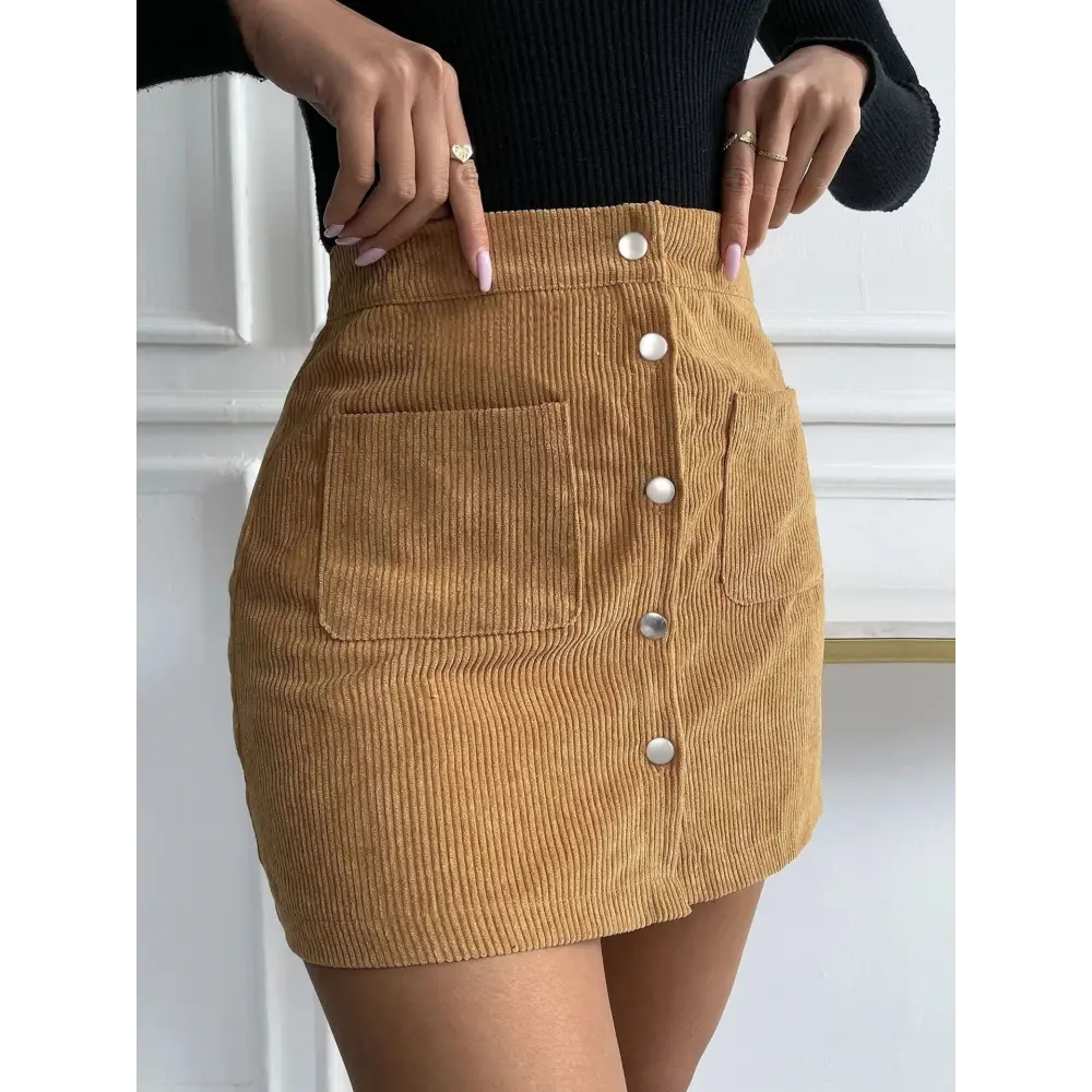 Corduroy Hip Skirt - S / Turmeric - Skirts