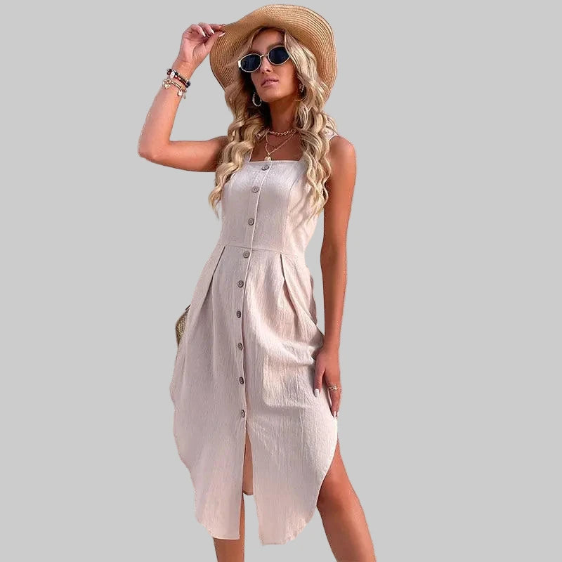 Cotton Linen Dress - Dresses