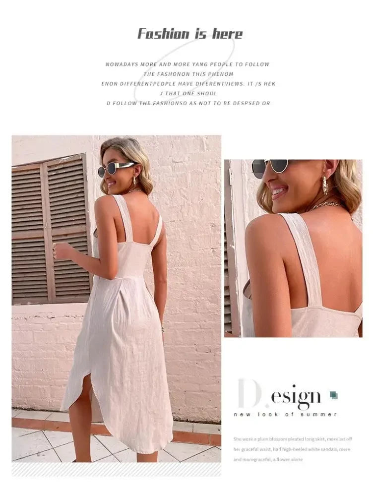 Cotton Linen Dress - Dresses