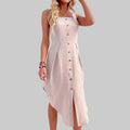 Cotton Linen Dress - S / Apricot - Dresses