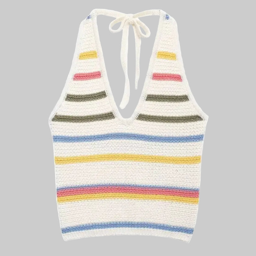 Crochet Halter Neck Vest Top - S / Multi - Tank Tops & Camis