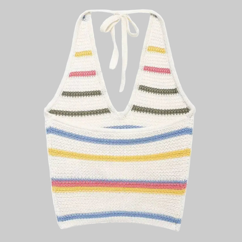 Crochet Halter Neck Vest Top - Tank Tops & Camis