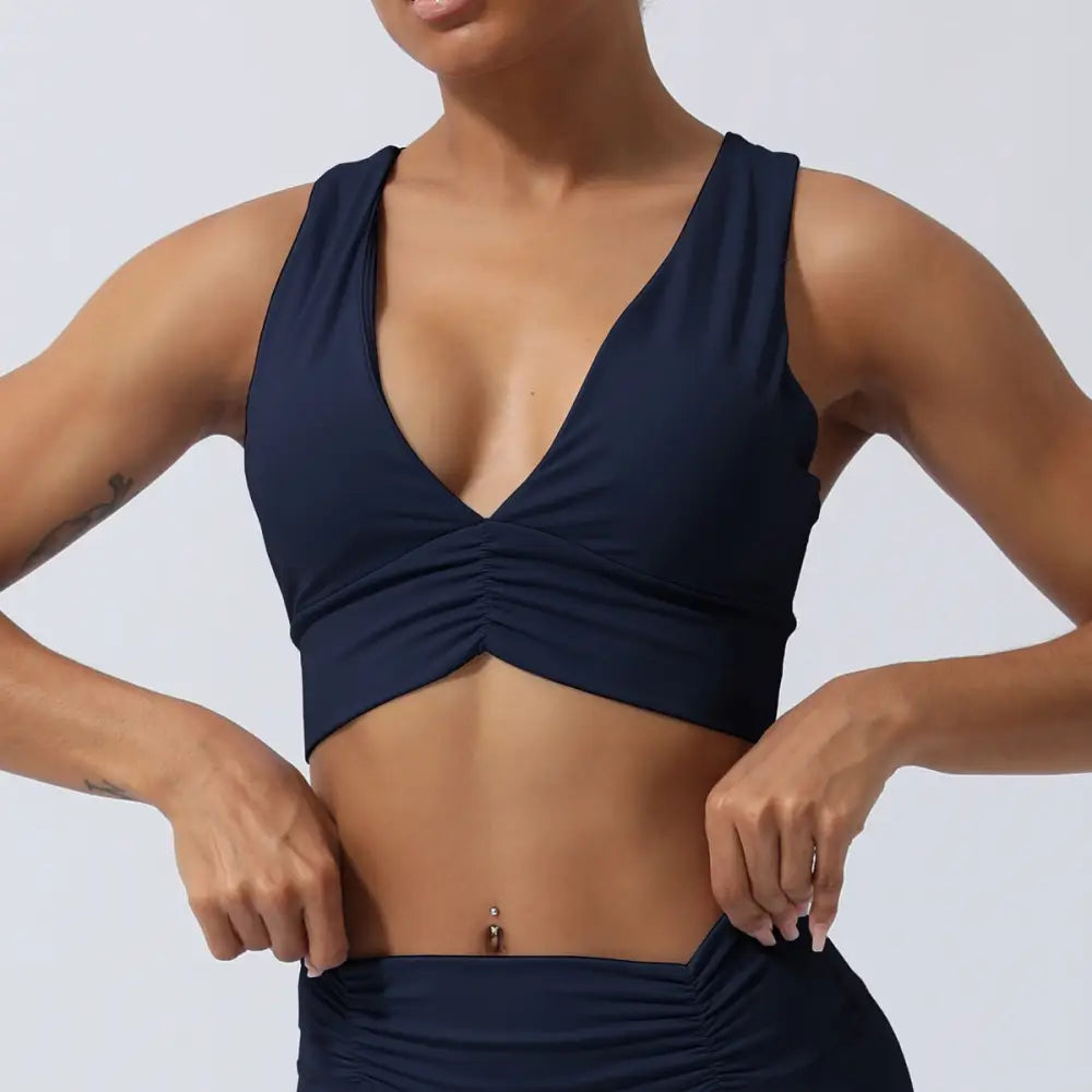 Cross Back Exercise Workout Yoga Bra - S / purplish blue - Activewear