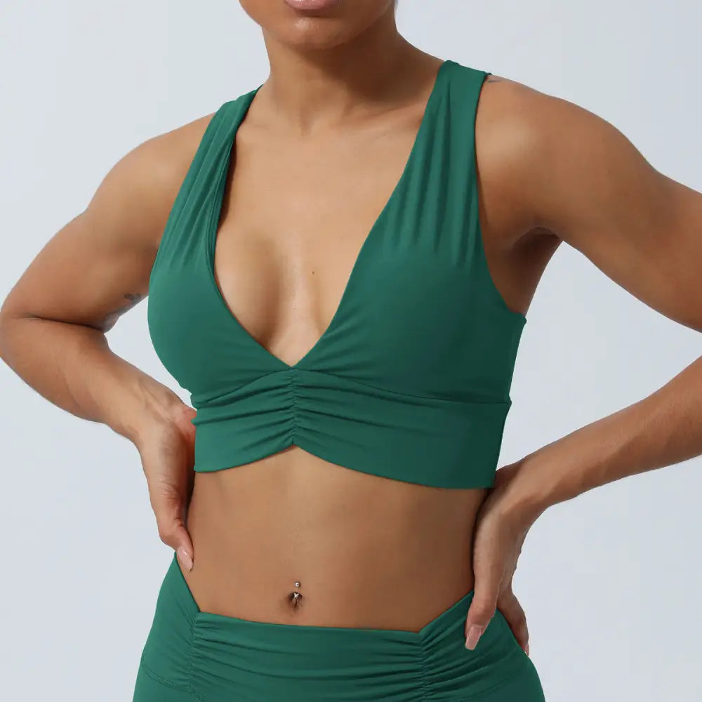 Cross Back Exercise Workout Yoga Bra - S / Sea Green - Activewear