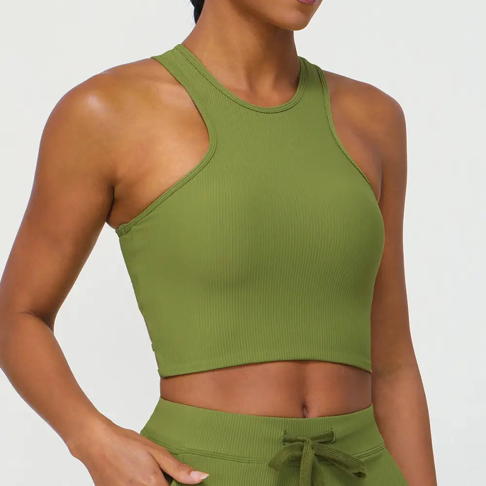 Cross Back Sports Yoga Bra - S / Deep Grass Green - Activewear