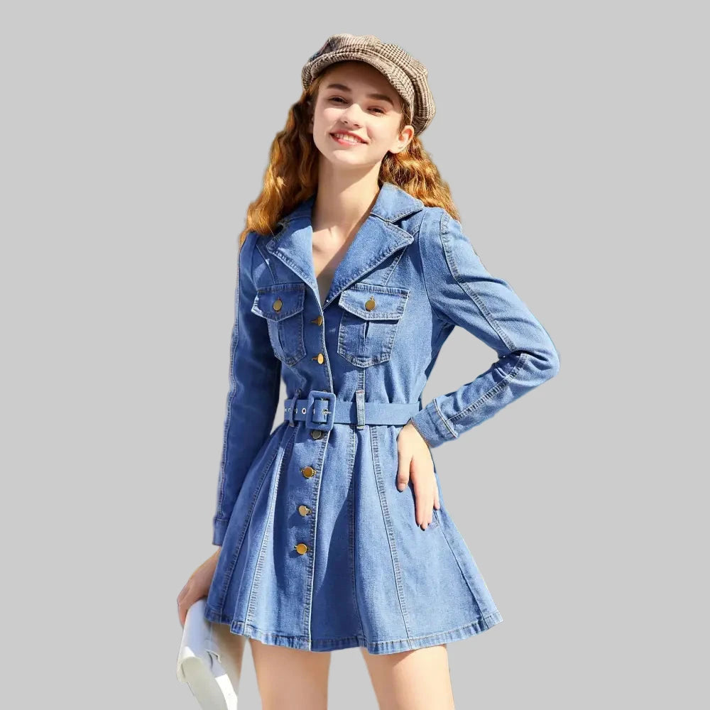 Denim Belt Dress - S / light blue - Dresses