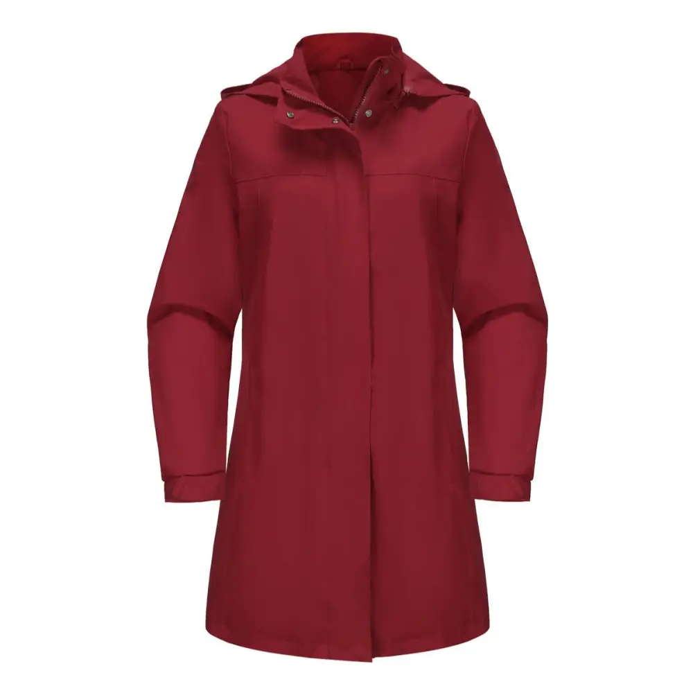Detachable Hat Waterproof Windbreaker Coat - S / Burgundy - Outerwear
