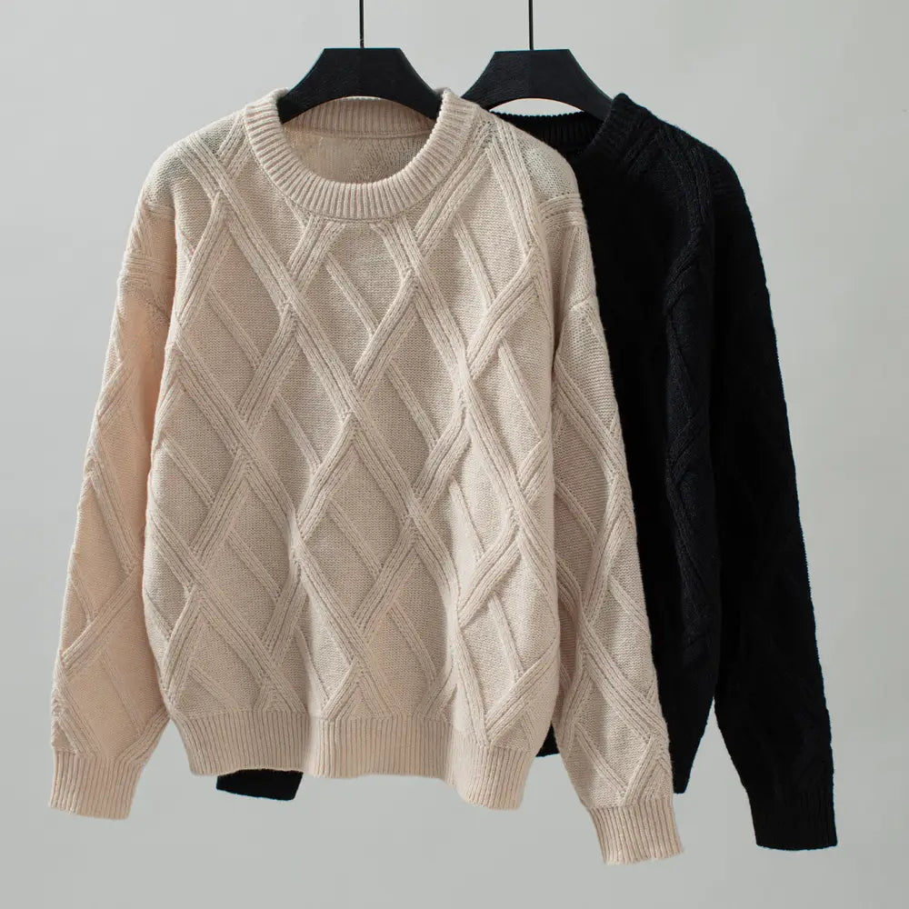 Diamond Pullover Knitted Sweater - Sweaters & Cardigans