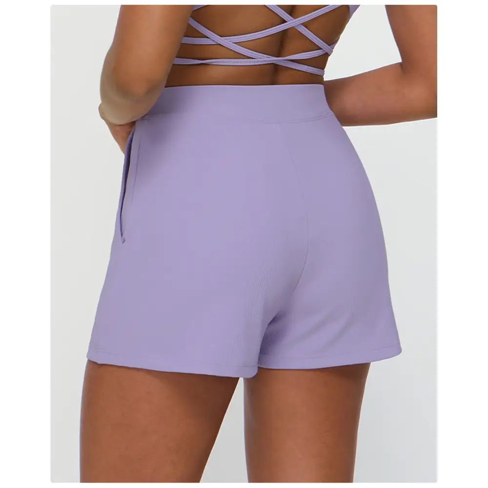 Drawstring Yoga Shorts Pocket High Elastic Exercise - Activewear