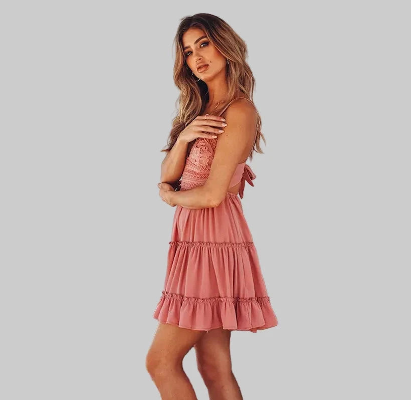 Dress Sexy Lace Sling Bow - Dresses