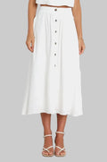 Elastic Waist Mid Classic Skirt - S / White - Skirts