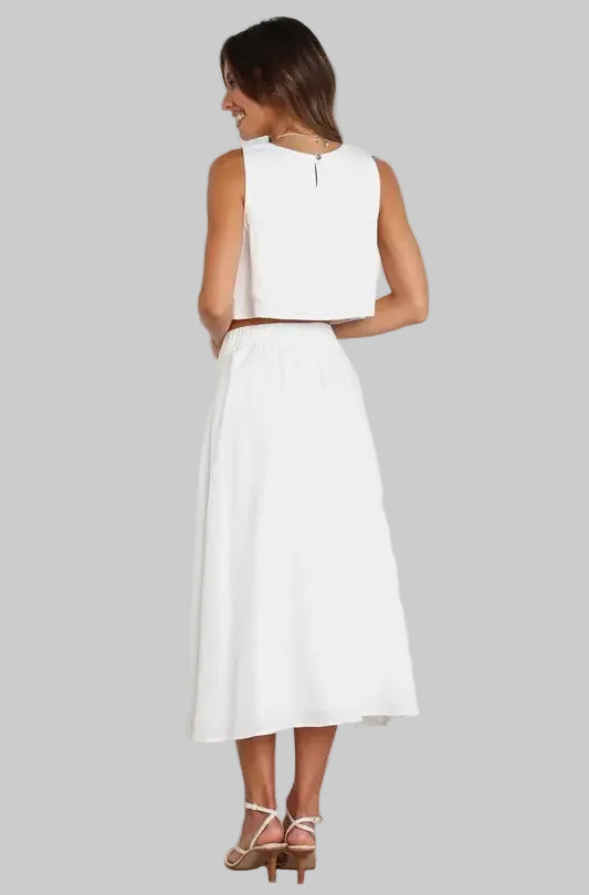 Elastic Waist Mid Classic Skirt - Skirts