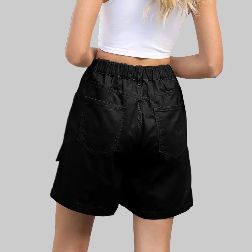 Elastic Waist Tooling Casual Denim Shorts