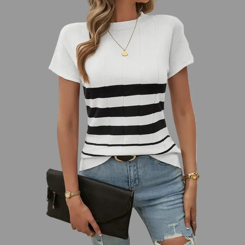 Elegant Slim Striped Sweater - S / White - Sweaters & Cardigans