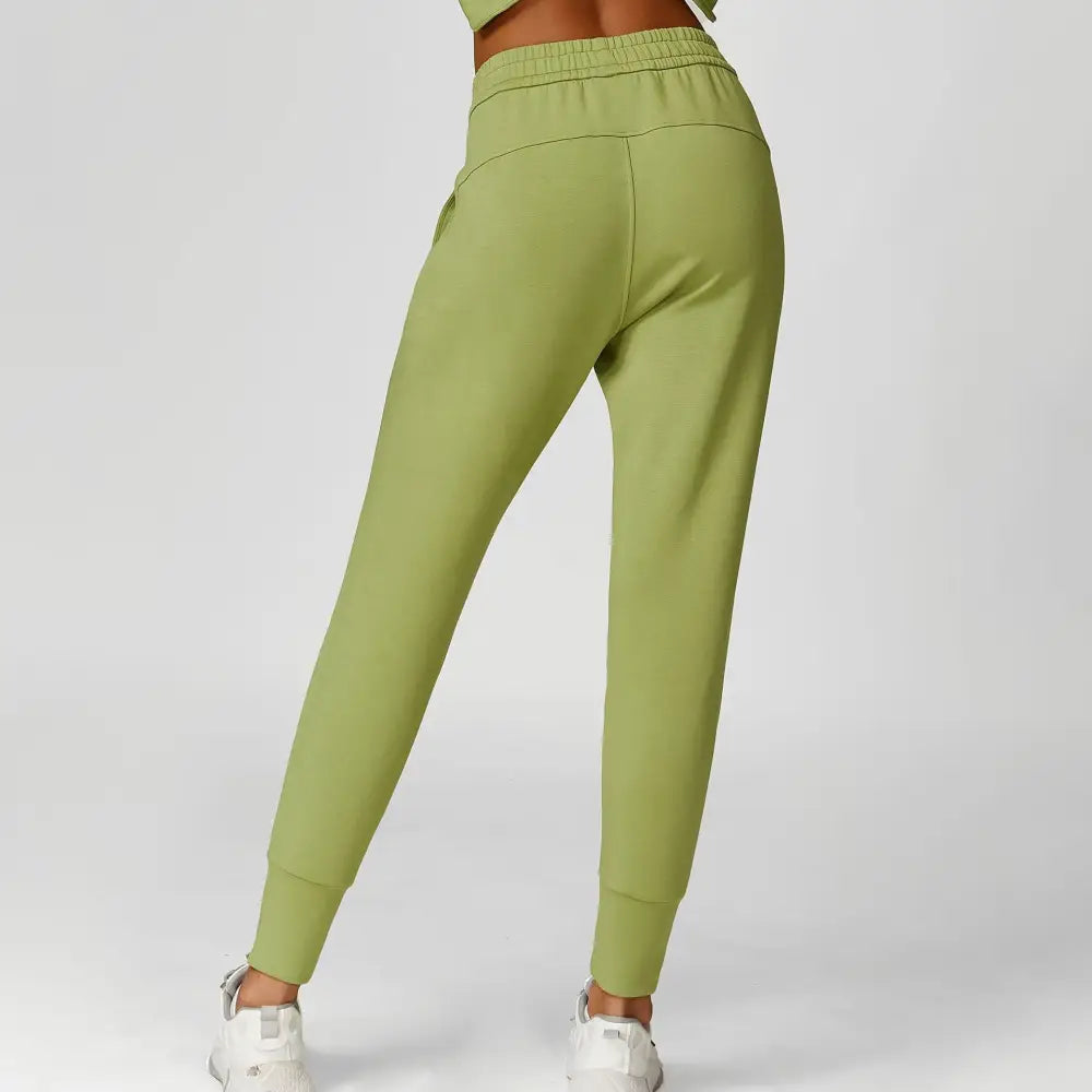 Exercise Sweatshirt Round Neck Trend Loose Casual Yoga Suit - S / Bean Green Sweatpants - Activewear