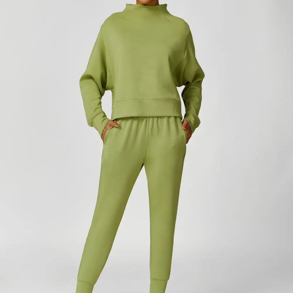 Exercise Sweatshirt Round Neck Trend Loose Casual Yoga Suit - S / Bean Green Sweater - Activewear