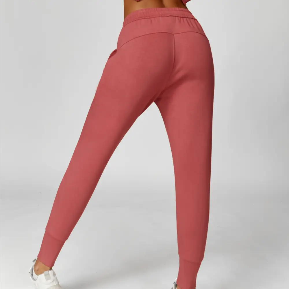 Exercise Sweatshirt Round Neck Trend Loose Casual Yoga Suit - S / Cameo Red Trousers - Activewear