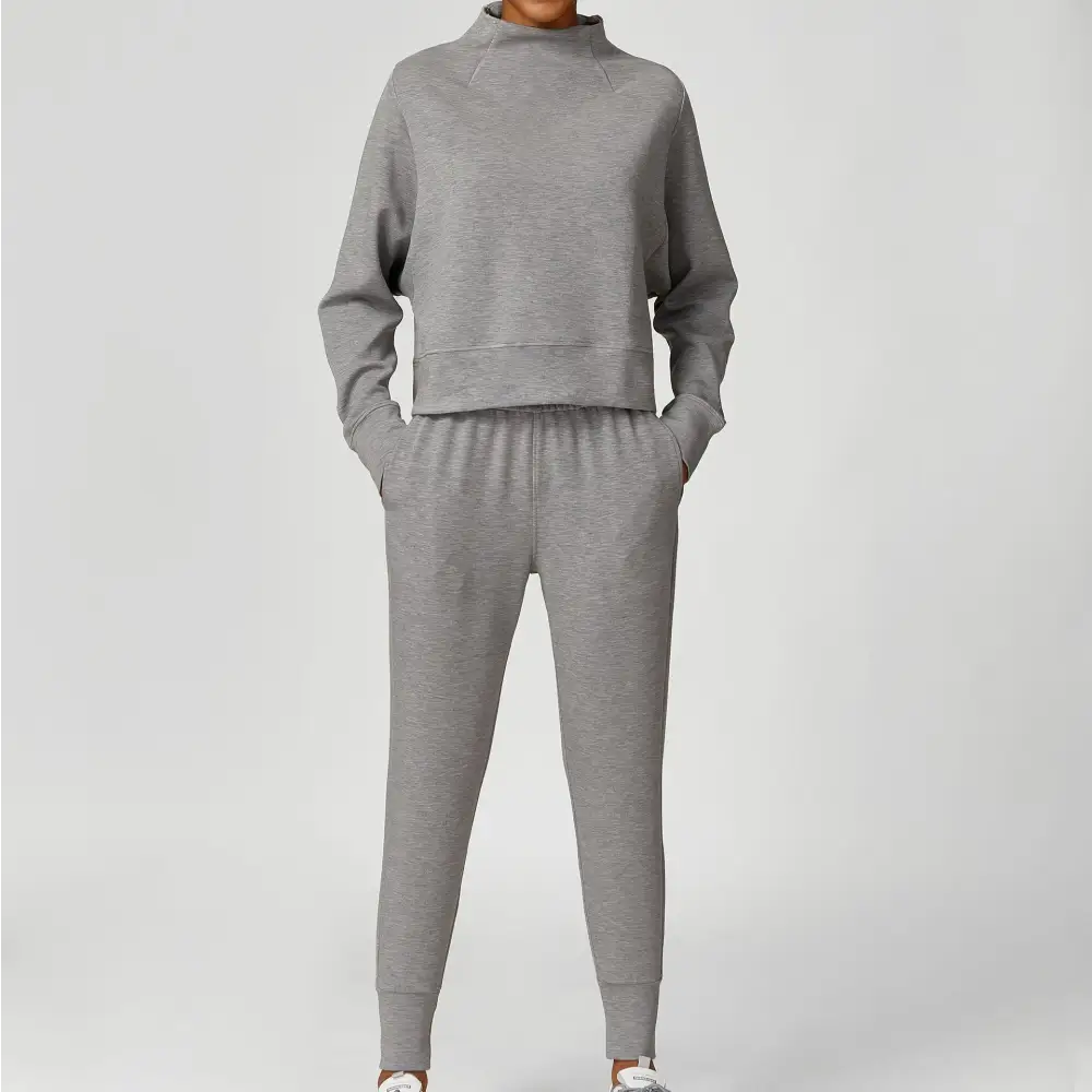Exercise Sweatshirt Round Neck Trend Loose Casual Yoga Suit - S / Dark Gray Melange Sweater - Activewear