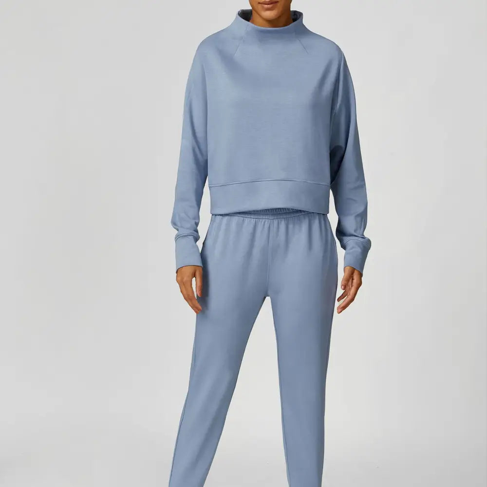 Exercise Sweatshirt Round Neck Trend Loose Casual Yoga Suit - S / Light Blue Sweater - Activewear