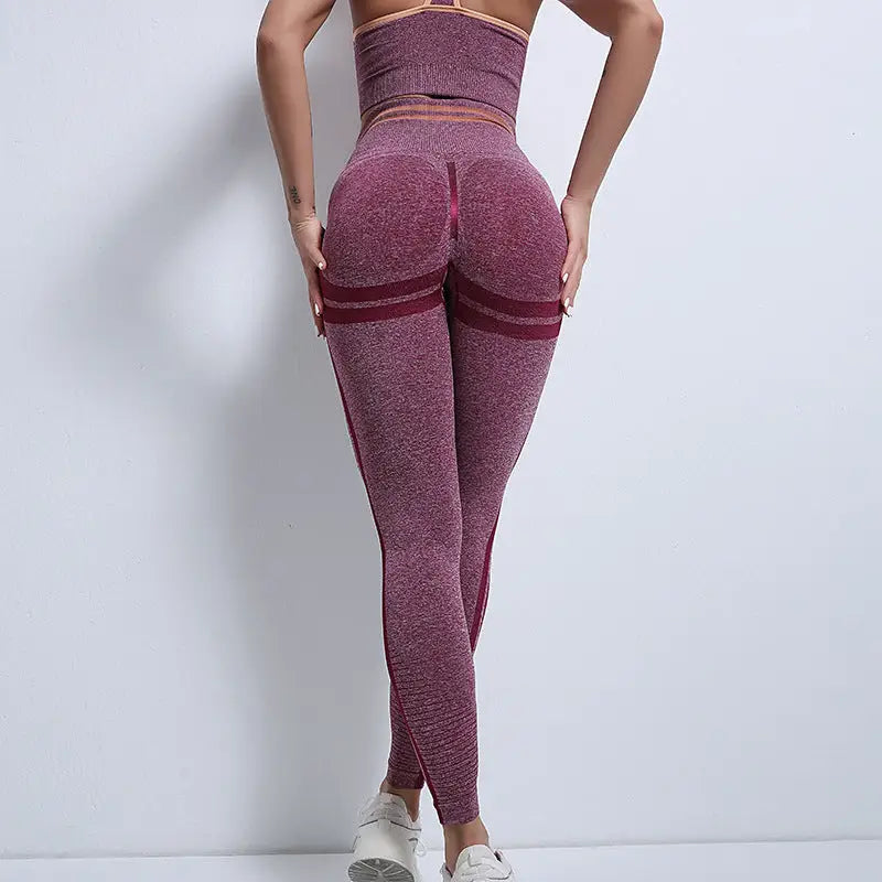 Fitness High Waist Yoga Sports Suit - S / Burgundy Pants - Activewear
