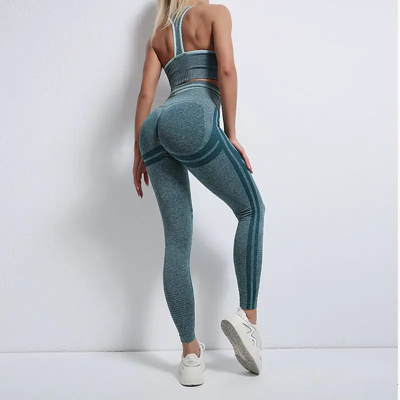 Fitness High Waist Yoga Sports Suit - S / Dark Green - Activewear