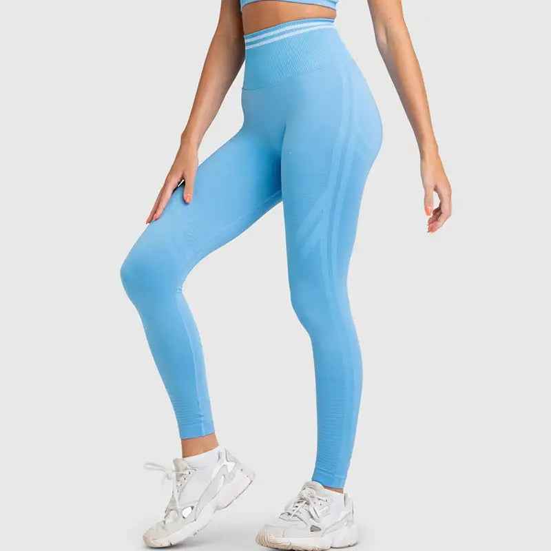 Fitness High Waist Yoga Sports Suit - S / Lake Blue Pants - Activewear