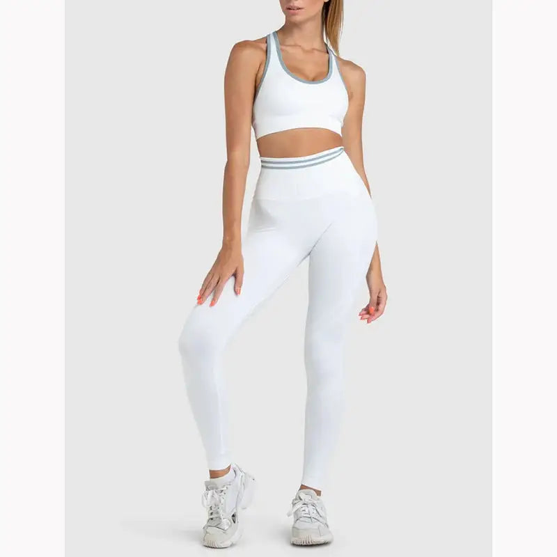 Fitness High Waist Yoga Sports Suit - S / White Two-Piece Set - Activewear