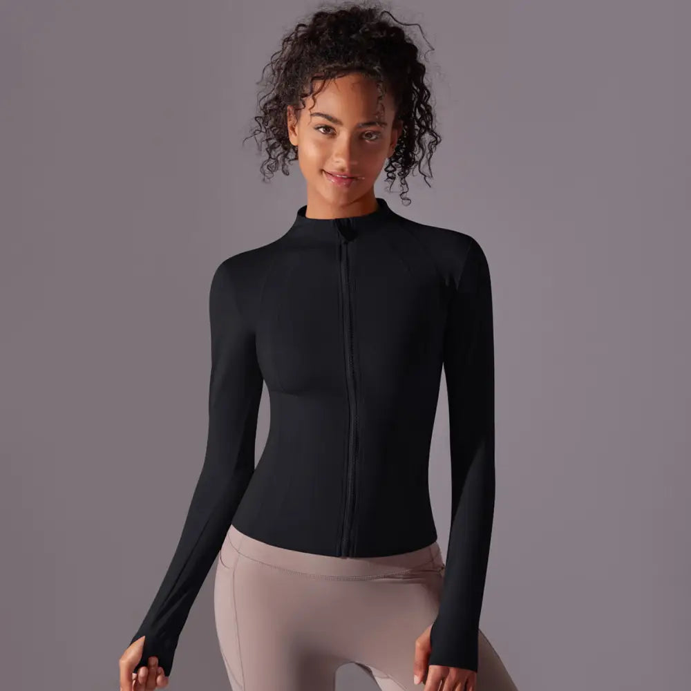 Fitness UV Protection Zipper Jacket - S / Zip Jacket-Black - Activewear