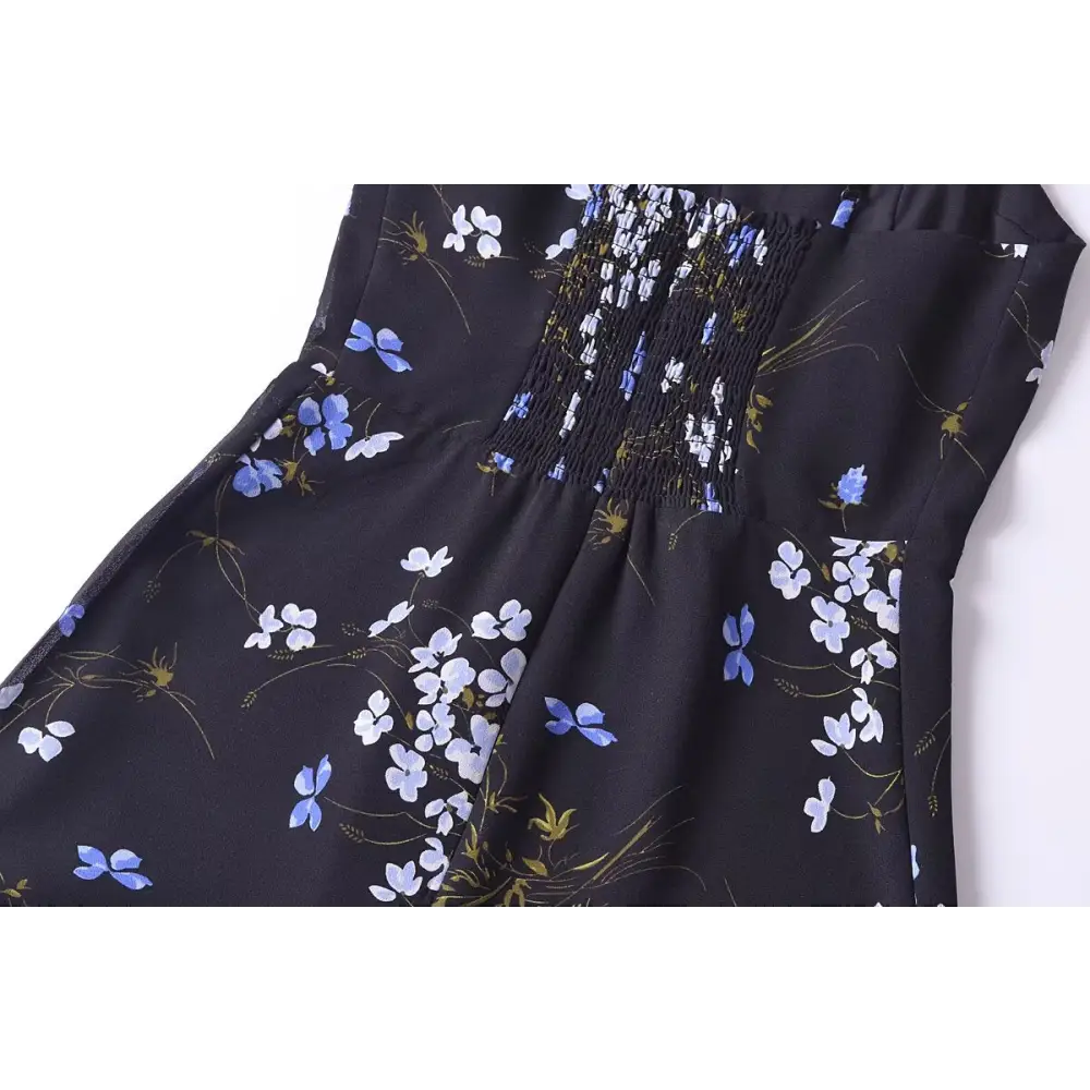Floral Print Slim Sexy Ruffled Spaghetti Straps Dress - Dresses