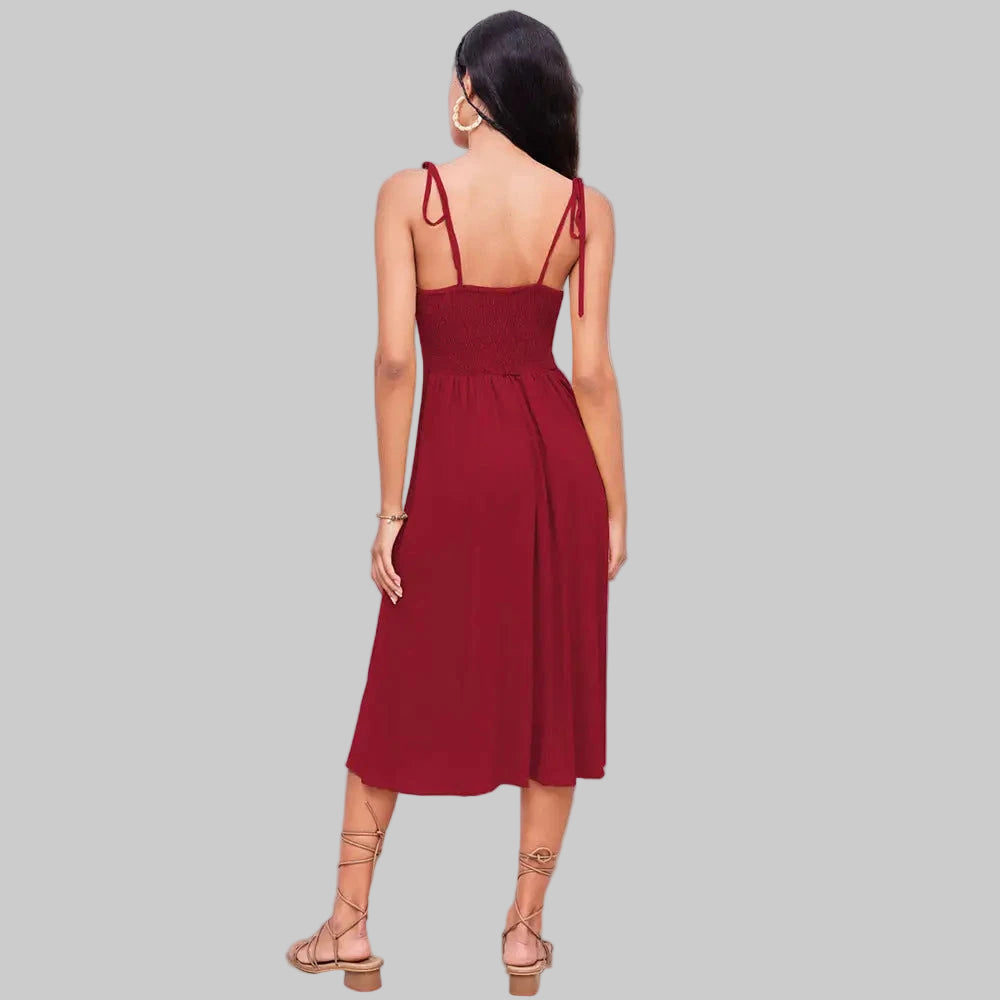 French Elegant V-Neck Dress - Dresses
