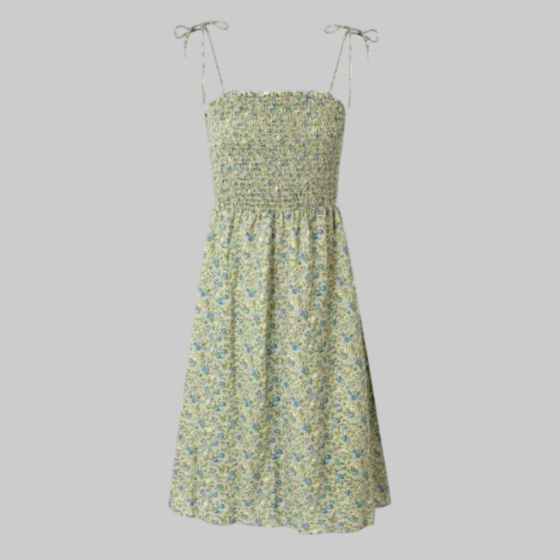 French Floral Slim Fit Midi Dress - S / Emerald Green - Dresses