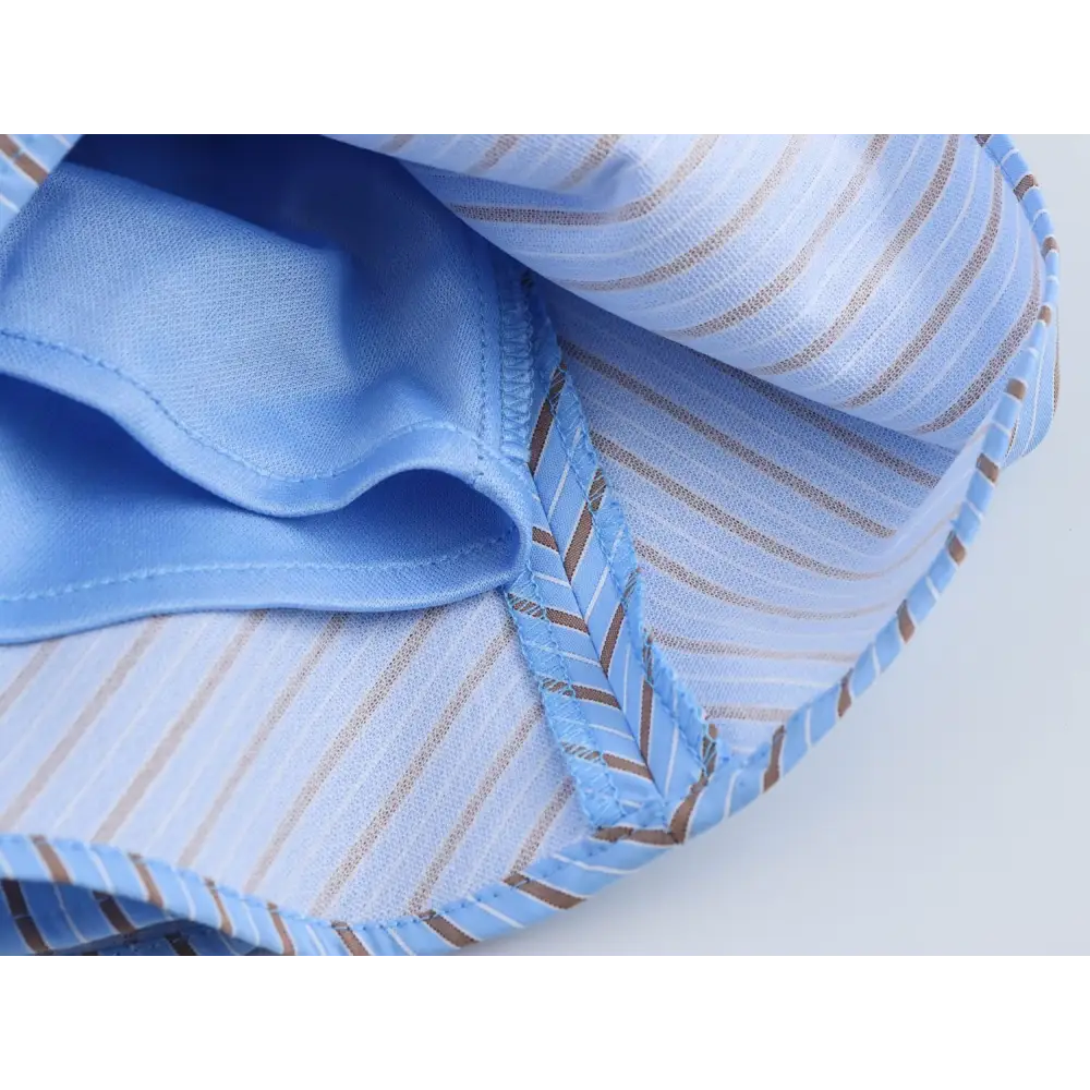 French Sweet Spicy Small Pleated Poplin Striped Spaghetti Straps Top - Tank Tops & Camis