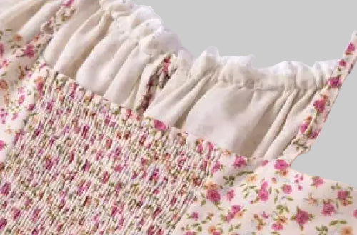 French Vintage Floral Flounce Dress - Dresses