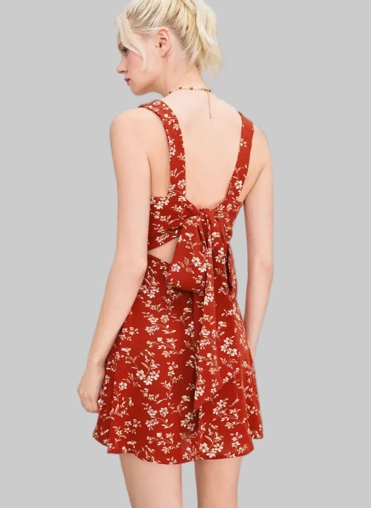 Fresh Floral Elegant V-Neck Dress - Dresses