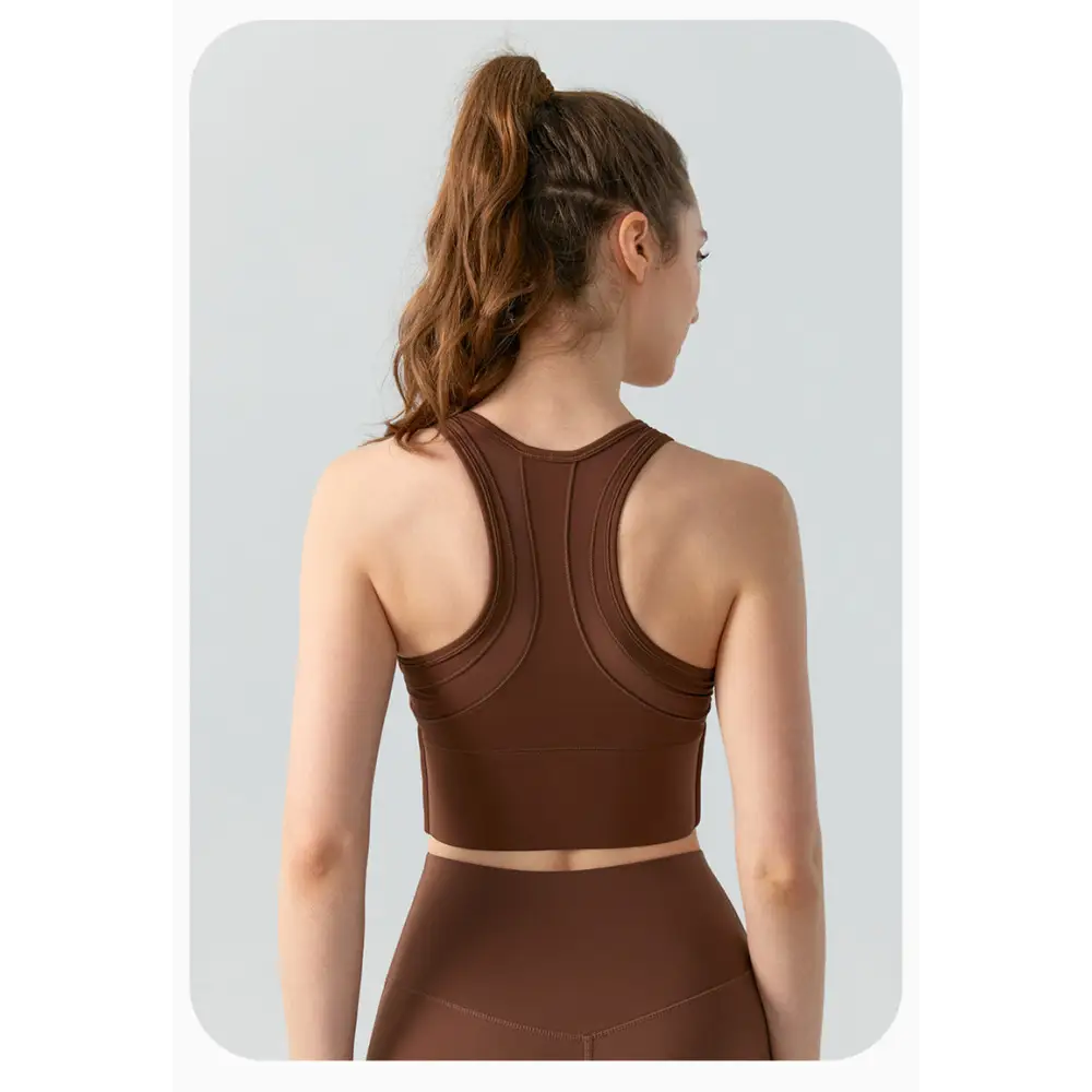 Front Zipper Sports High Strength Workout Yoga Bra - Activewear