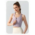 Front Zipper Sports High Strength Workout Yoga Bra - S / Lavender - Activewear