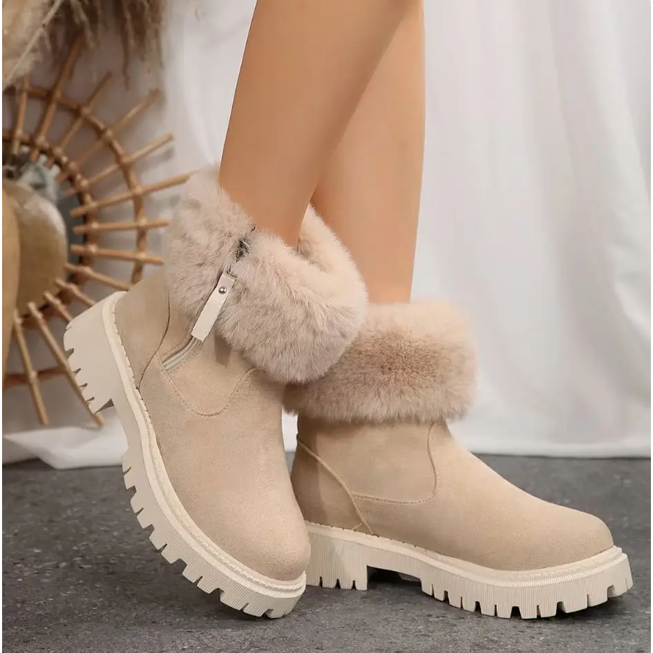 Furry Platform Snow Boots - 36 / Ivory - Shoes