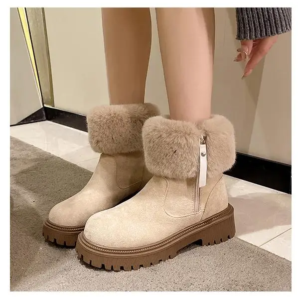 Furry Platform Snow Boots - Shoes