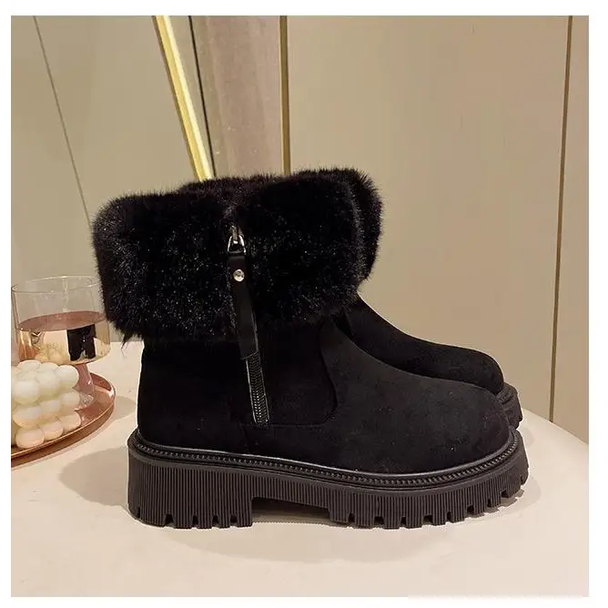 Furry Platform Snow Boots - Shoes