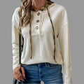 Half Button Stitching Plaid Long Sleeve Hoodie - S / Apricot - Sweatshirts & Hoodies