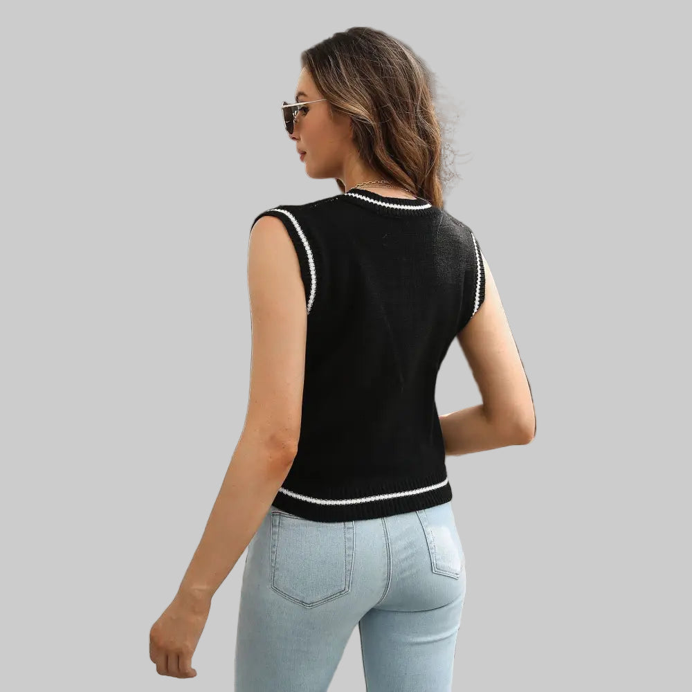 Halloween Skull Jacquard Rhombus Vest Sweater - Sweaters & Cardigans