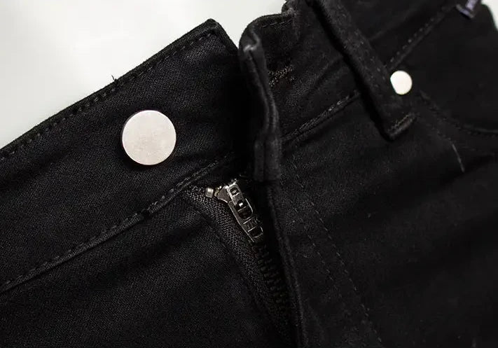 High Waist Black Pencil Denim Shorts