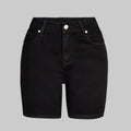 High Waist Black Pencil Denim Shorts - S