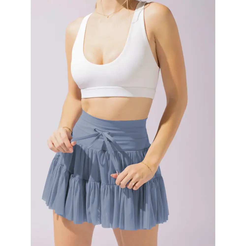 High Waist Lace Skirt - S / Gray and Blue - Skirts