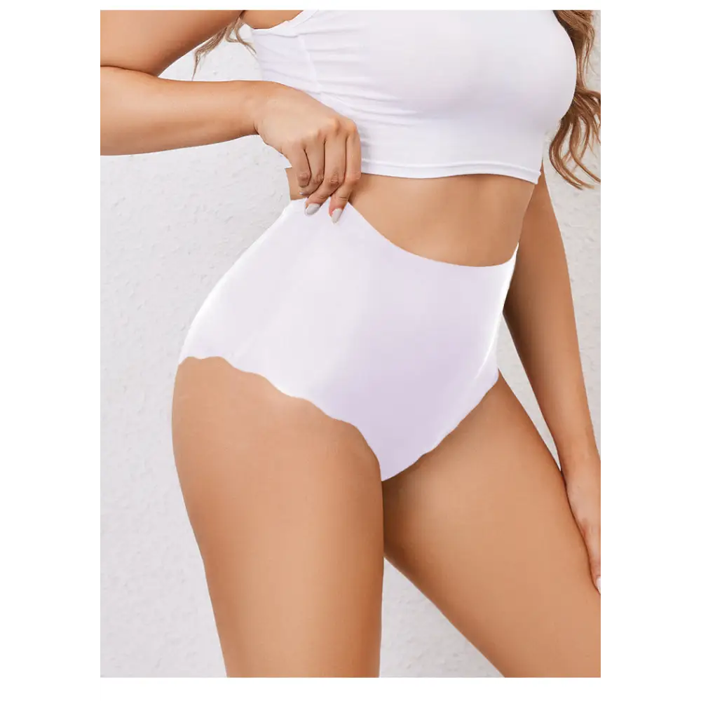 High Waist Seamless Belly Contracting Wavy Edge Hip Lifting Briefs - Pantyhose